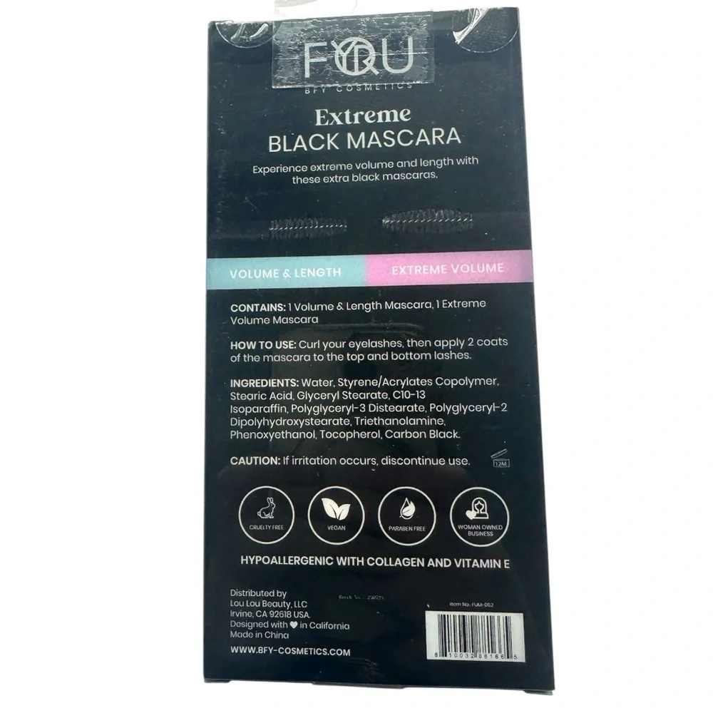 BFY‎ 2-Pack Extreme Black Mascara Volume & Lengthening NIP